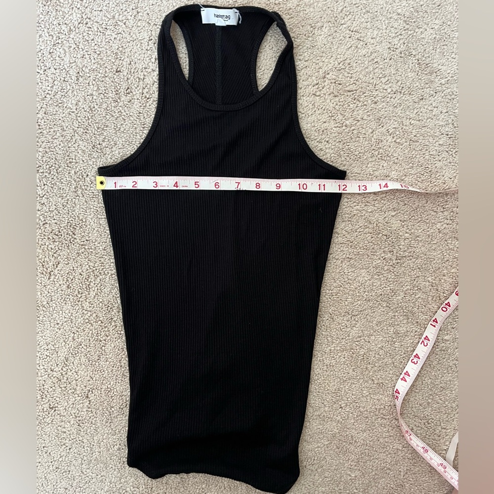 Hashttag Women’s Black Ribbed Sleeveless Racerback Tank Top Size Small - Picture 6 of 7